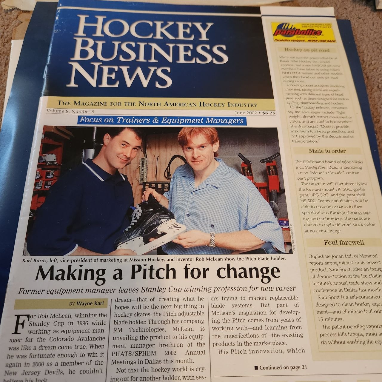 Robert McLean featured in Hockey Business News, June 2002